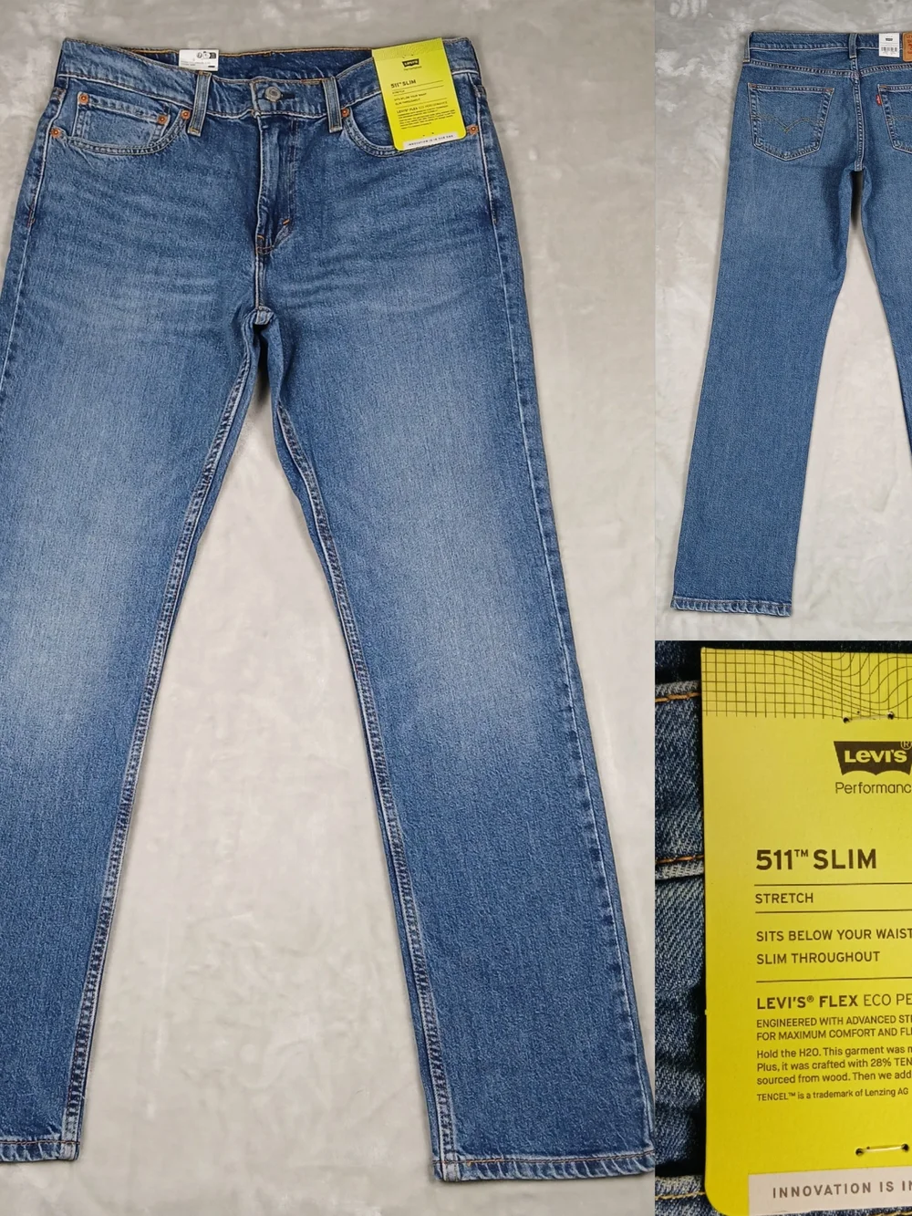 Levi's 511 Slim Fit Jeans 33x32 Men's Stretch Medium Wash NWT New